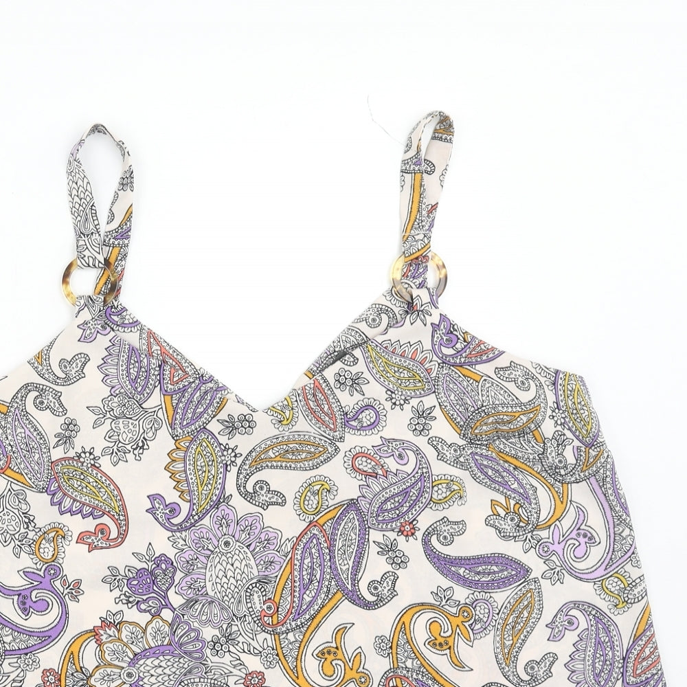 Primark Womens Multicoloured Paisley Polyester Camisole Tank Size 16 V-Neck