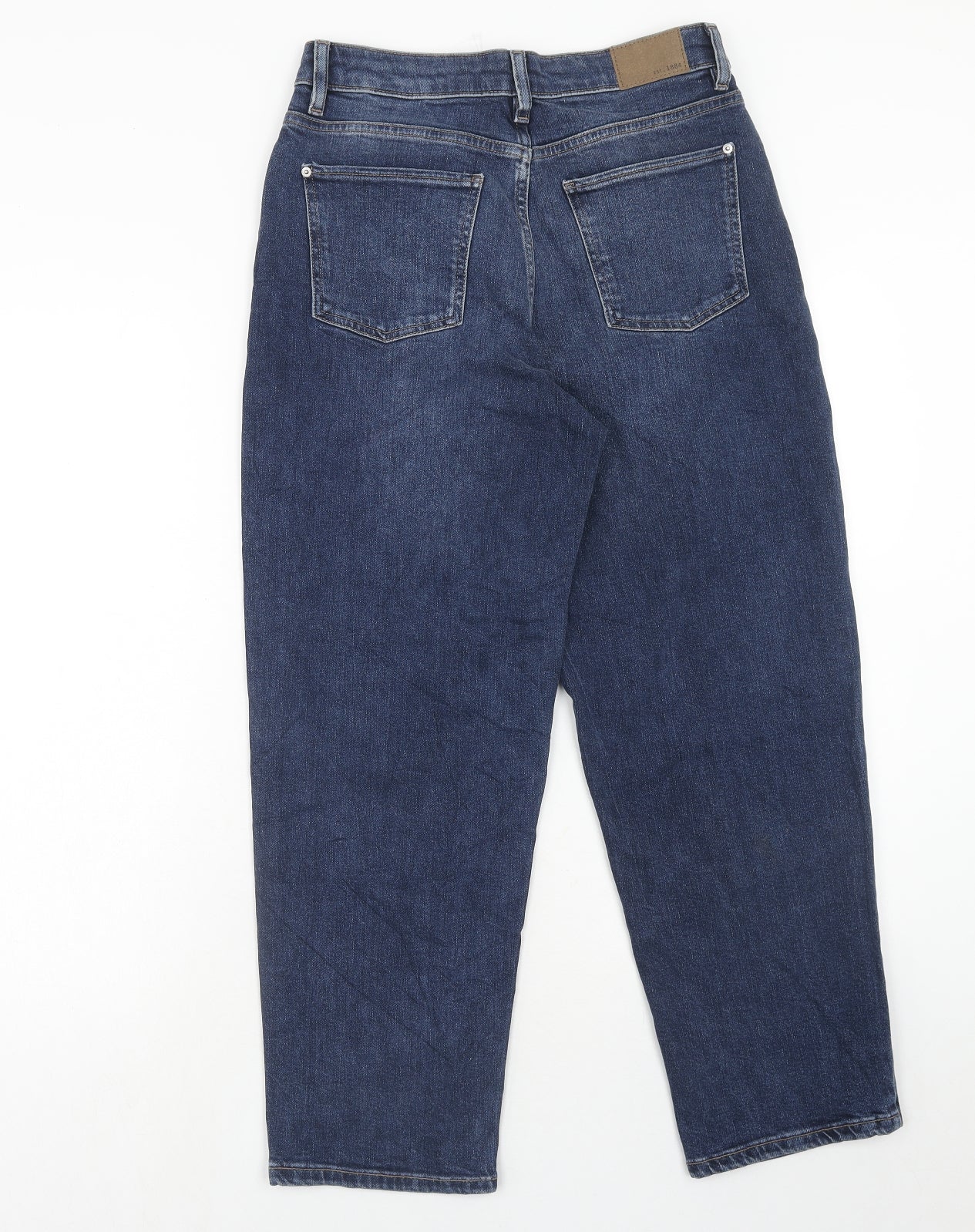 Marks and Spencer Womens Blue Cotton Straight Jeans Size 12 Regular Zip