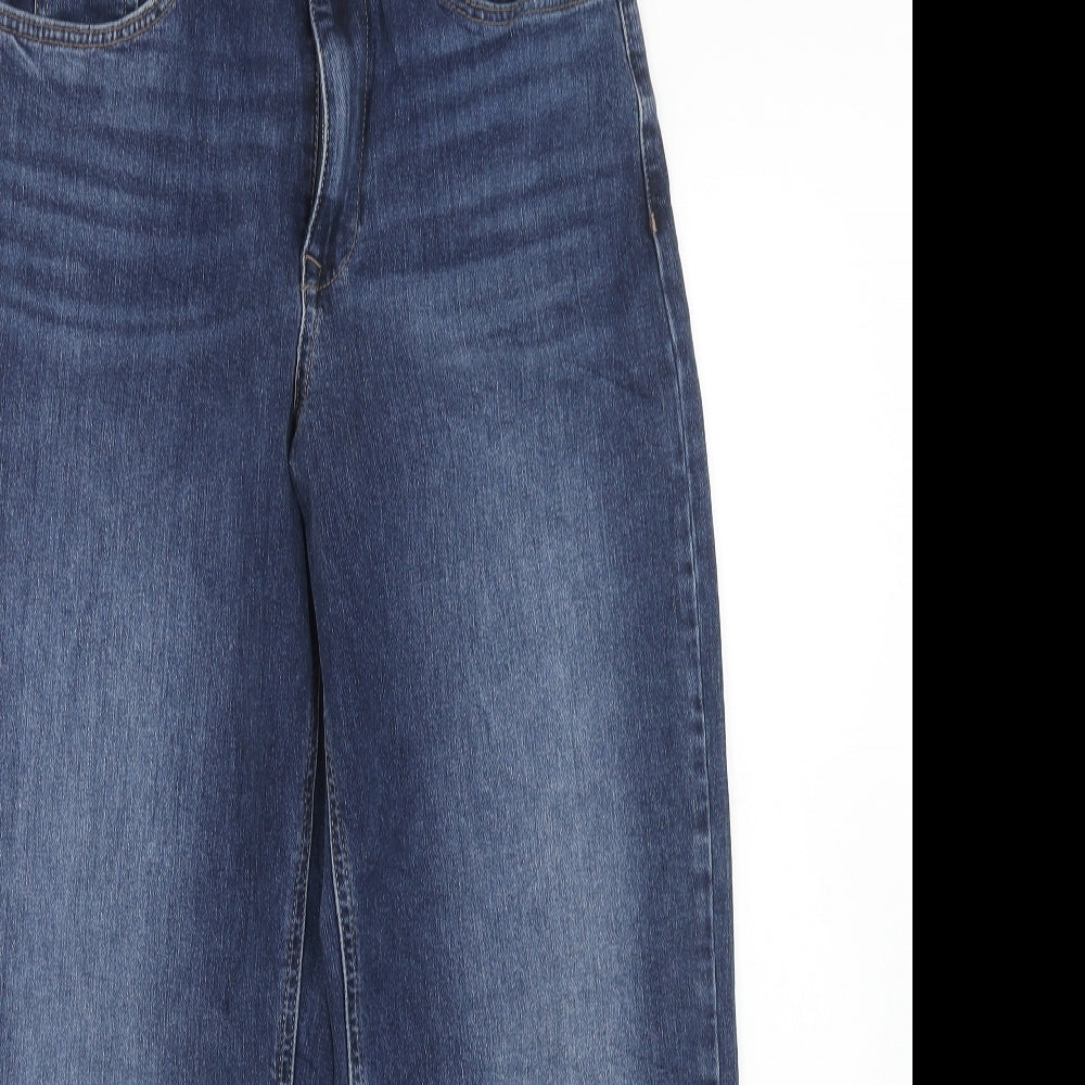 Marks and Spencer Womens Blue Cotton Straight Jeans Size 12 Regular Zip