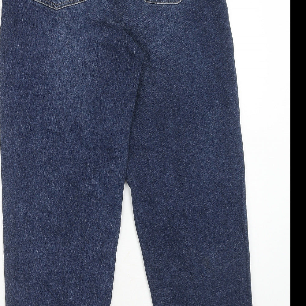 Marks and Spencer Womens Blue Cotton Straight Jeans Size 12 Regular Zip