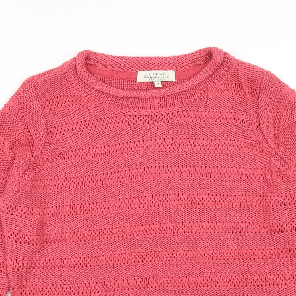 Debenhams Womens Pink Boat Neck Acrylic Pullover Jumper Size 14
