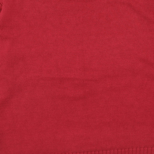 Sugar Crisp Mens Red Round Neck Acrylic Pullover Jumper Size L Long Sleeve - Snowflake