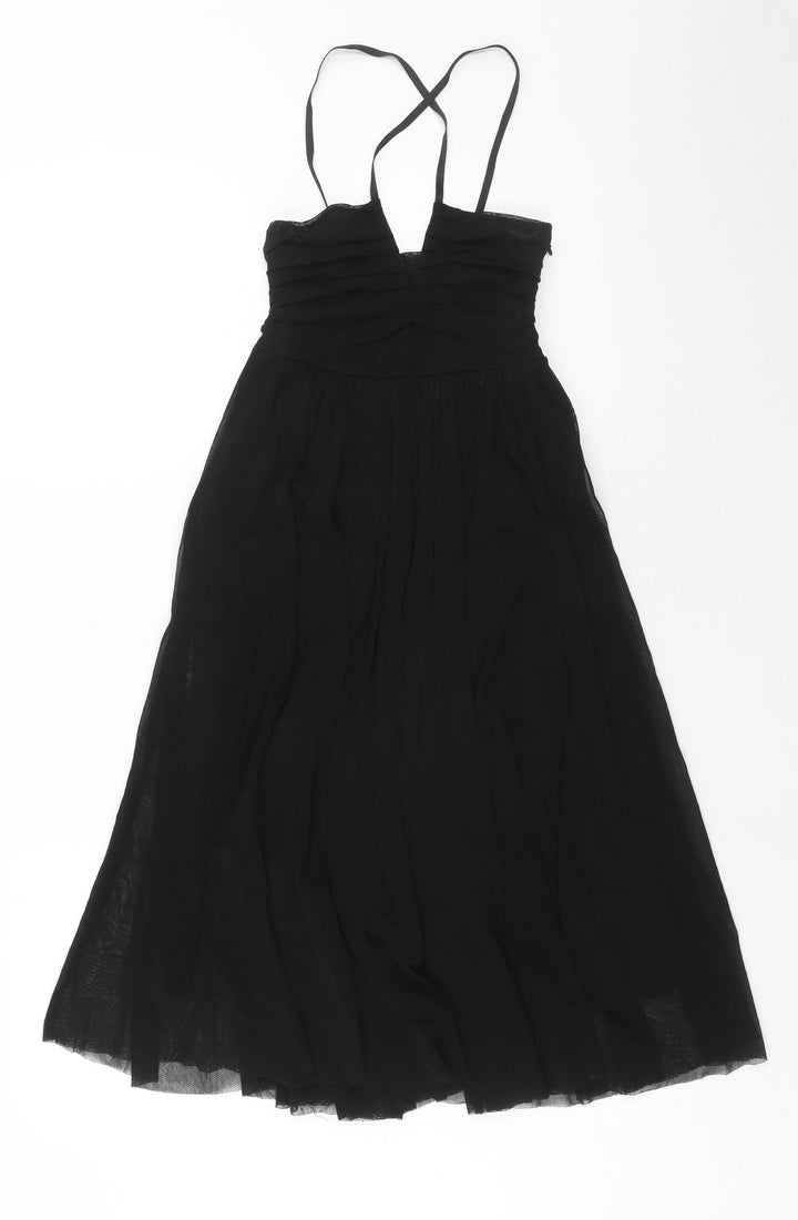 H&M Womens Black Nylon Trapeze & Swing Size 6 V-Neck Zip