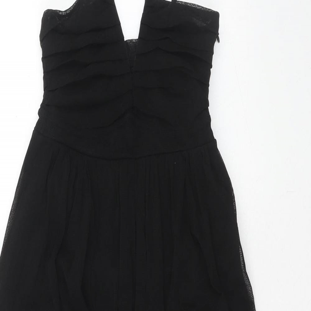 H&M Womens Black Nylon Trapeze & Swing Size 6 V-Neck Zip