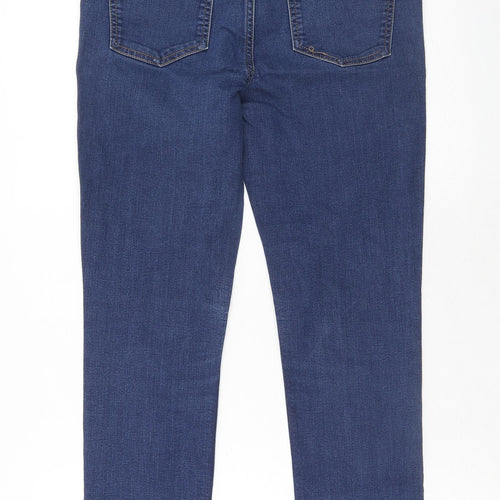 Marks and Spencer Womens Blue Cotton Skinny Jeans Size 12 Regular Zip