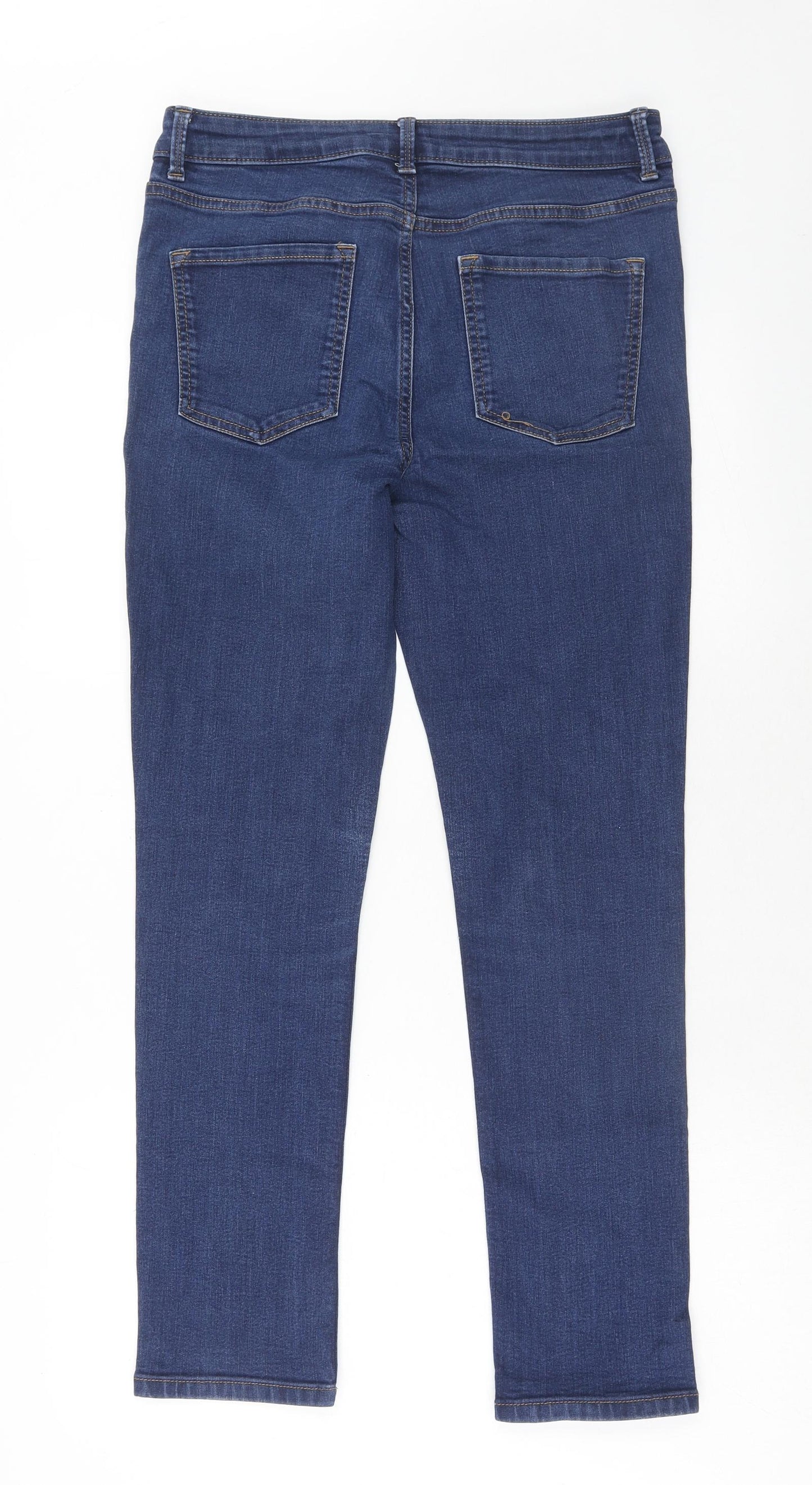 Marks and Spencer Womens Blue Cotton Skinny Jeans Size 12 Regular Zip