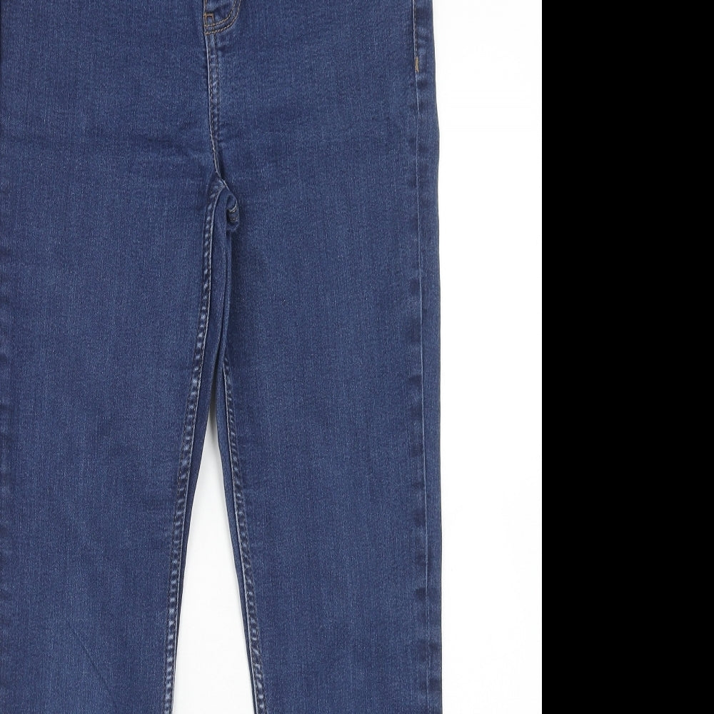 Marks and Spencer Womens Blue Cotton Skinny Jeans Size 12 Regular Zip