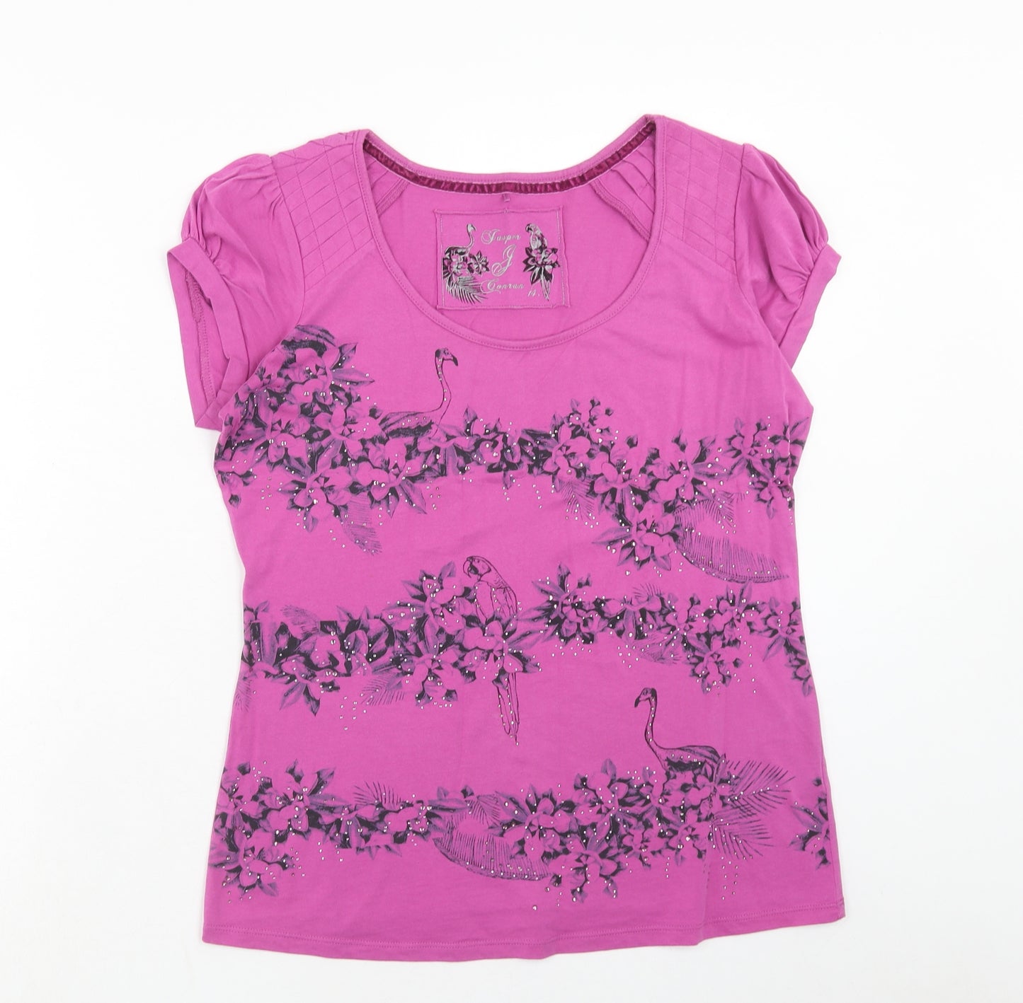 Jasper Conran Womens Pink Cotton Basic T-Shirt Size 14 Scoop Neck