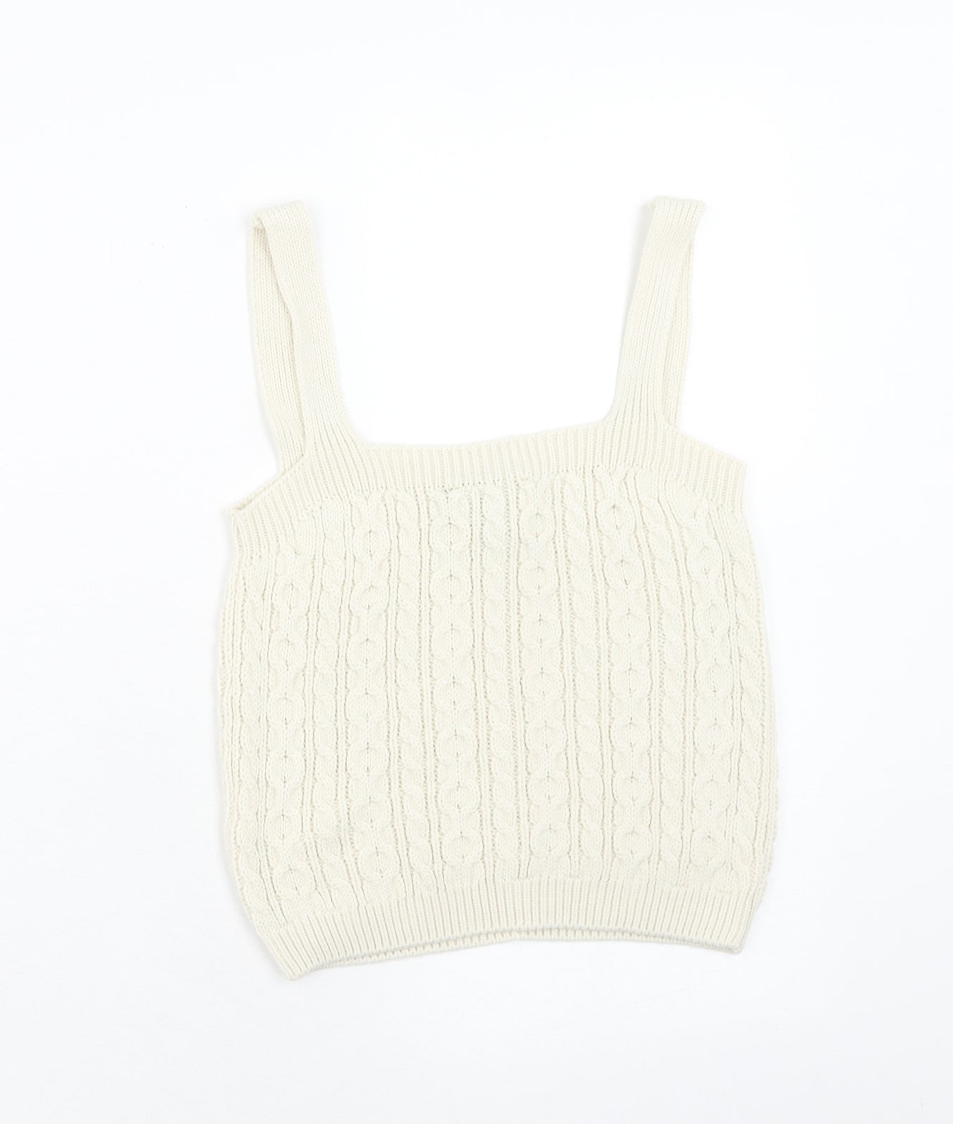 New Look Womens Beige Acrylic Basic Tank Size M Square Neck