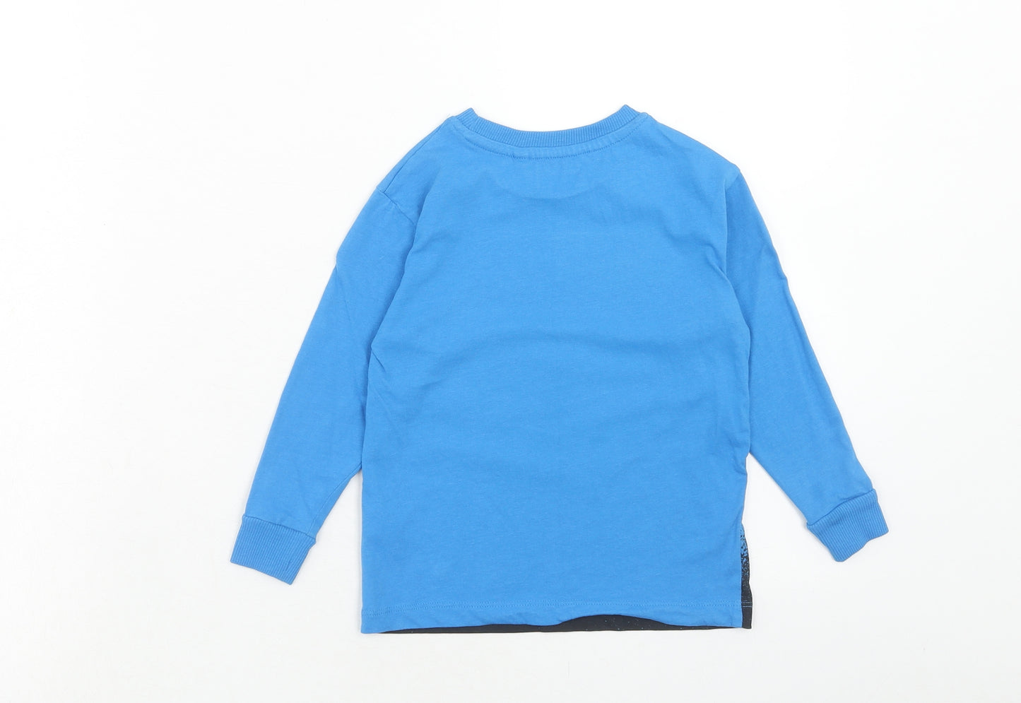 NEXT Boys Blue Cotton Pullover Casual Size 3 Years Round Neck Pullover - Dinosaur