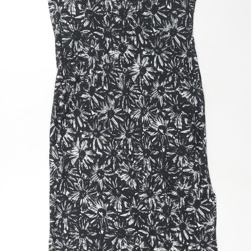 Topshop Womens Black Fair Isle Polyester Slip Dress Size 10 V-Neck Pullover