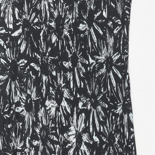 Topshop Womens Black Fair Isle Polyester Slip Dress Size 10 V-Neck Pullover