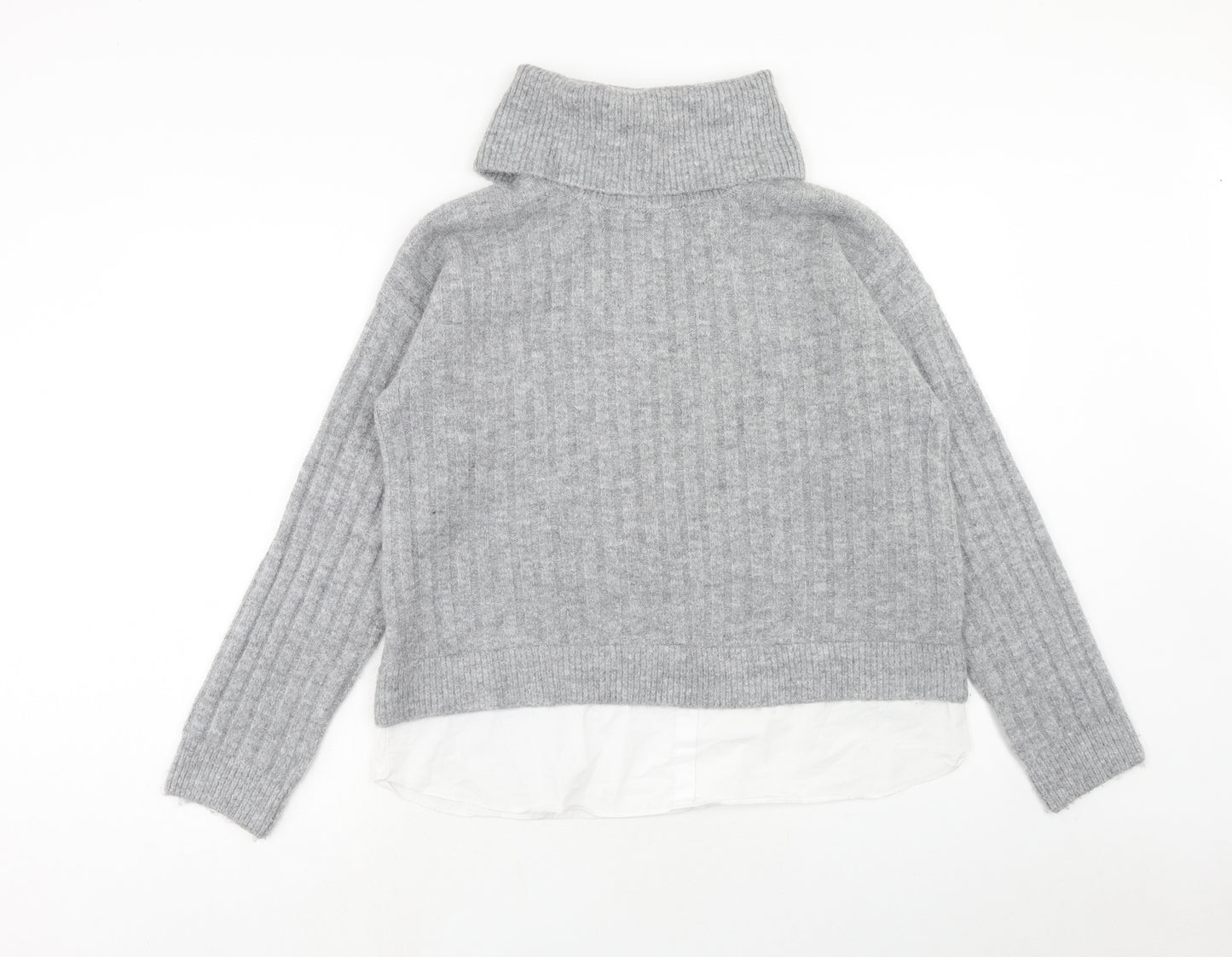 New Look Womens Grey Roll Neck Acrylic Pullover Jumper Size L