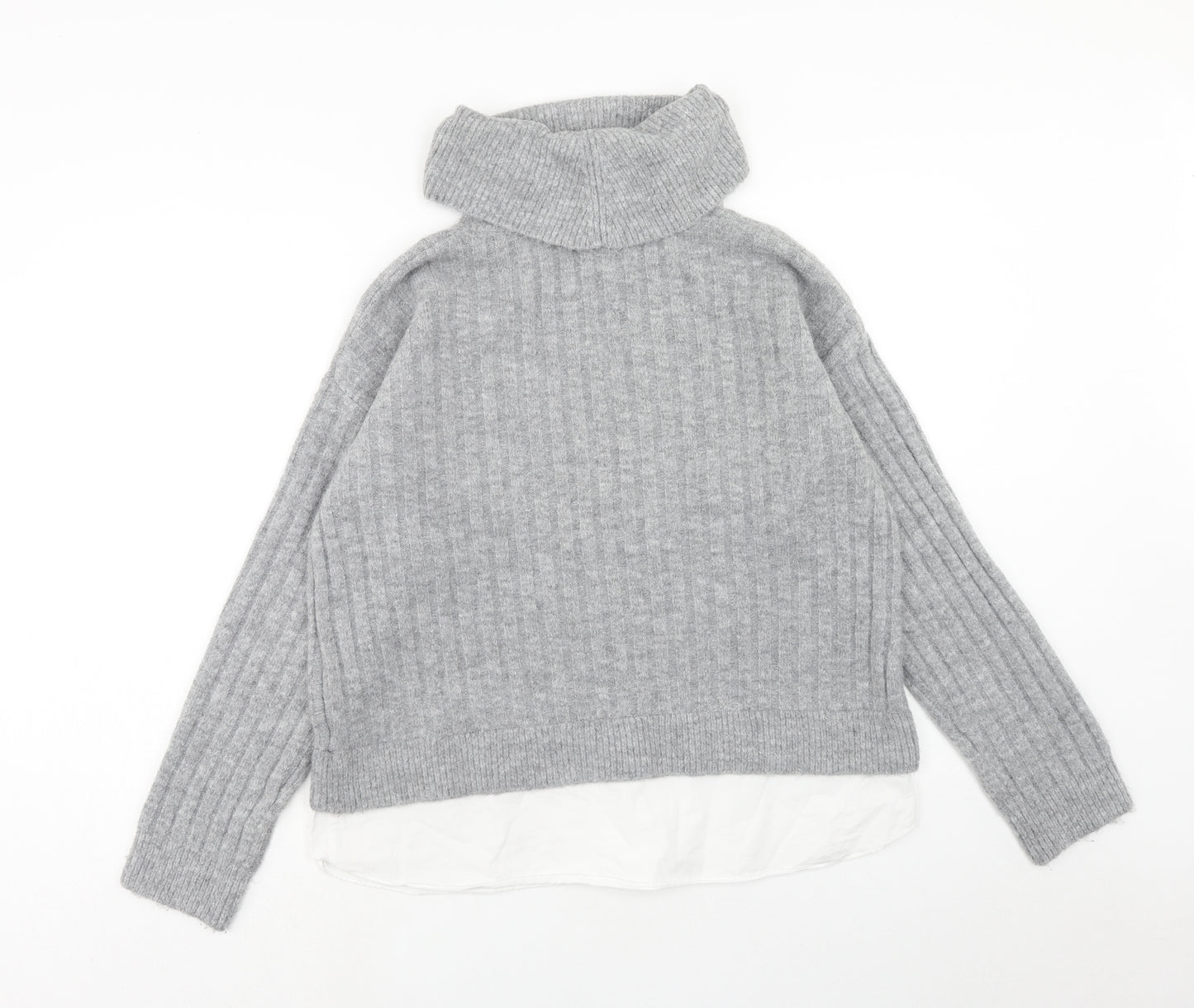 New Look Womens Grey Roll Neck Acrylic Pullover Jumper Size L