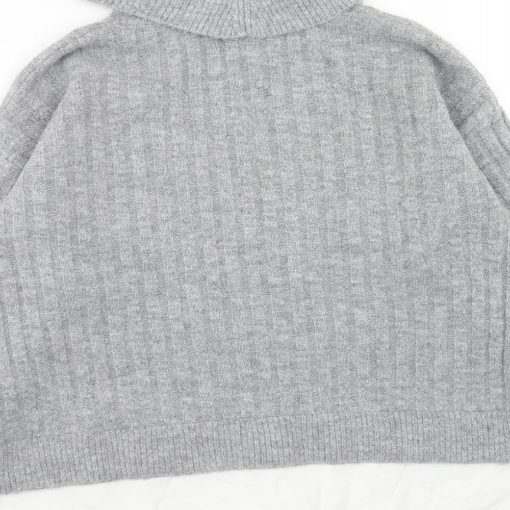 New Look Womens Grey Roll Neck Acrylic Pullover Jumper Size L