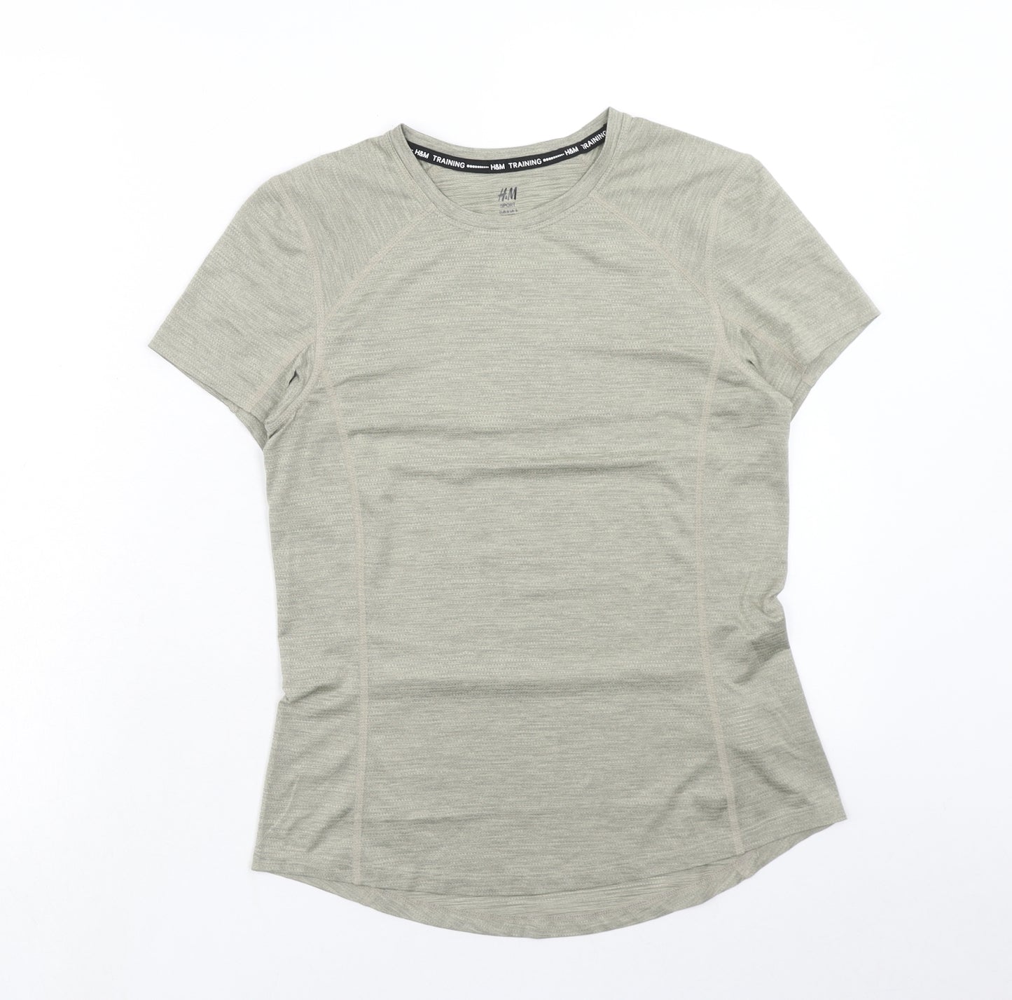 H&M Womens Green Polyester Basic T-Shirt Size S Scoop Neck Pullover
