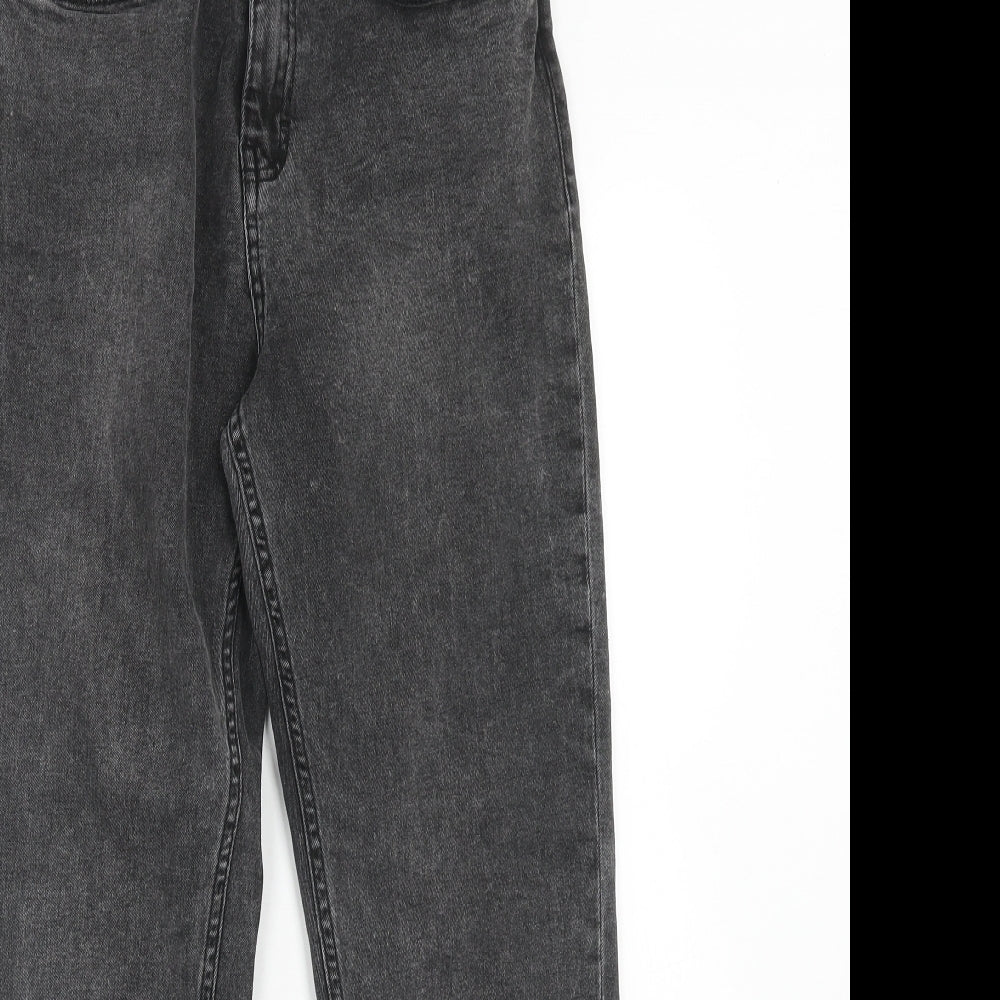 In the Style Womens Black Cotton Straight Jeans Size 8 Regular Zip - Distressed
