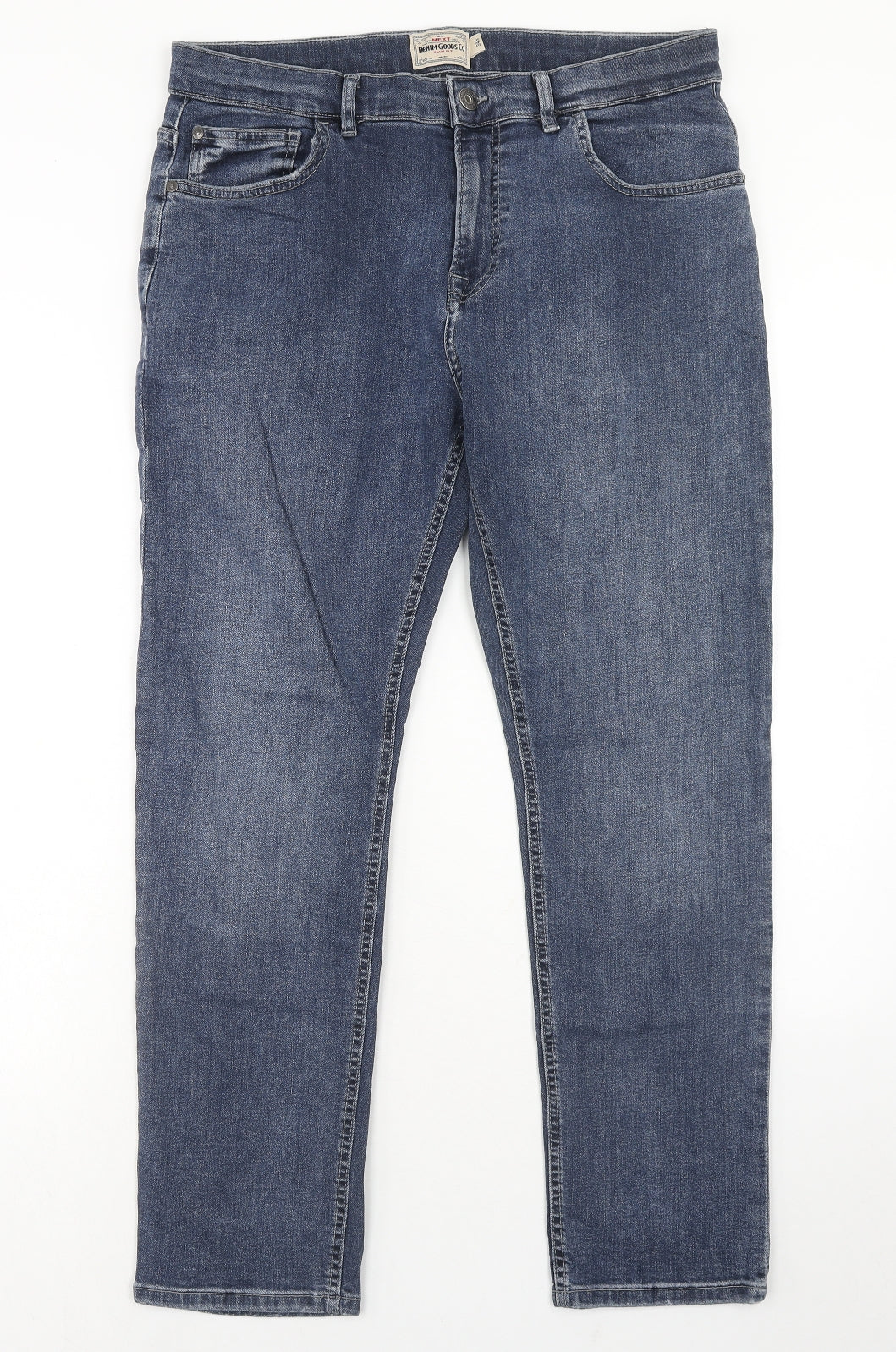 NEXT Mens Blue Cotton Straight Jeans Size 34 in Regular Zip - Short Leg