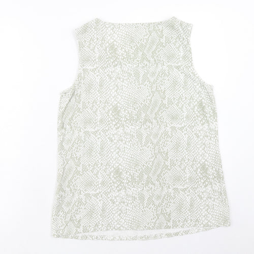 Bonmarché Womens Green Geometric Cotton Basic Tank Size 18 Scoop Neck - Snake print
