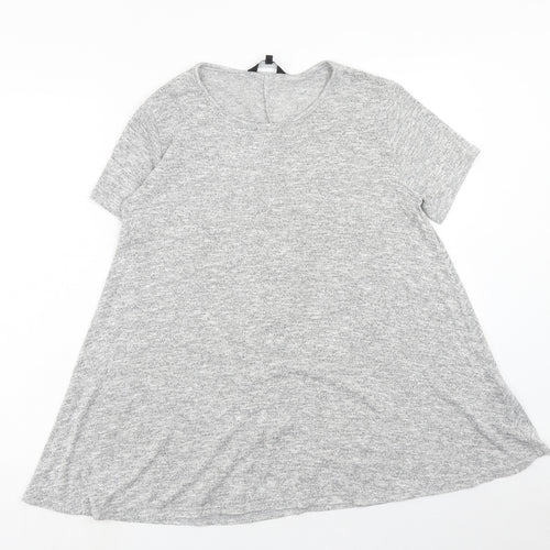 New Look Womens Grey Polyester Tunic T-Shirt Size 6 Round Neck