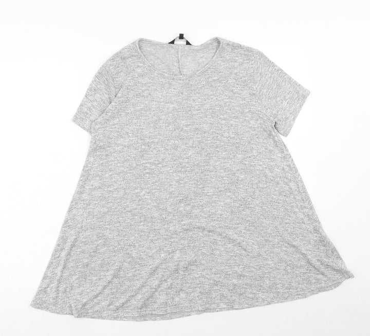 New Look Womens Grey Polyester Tunic T-Shirt Size 6 Round Neck