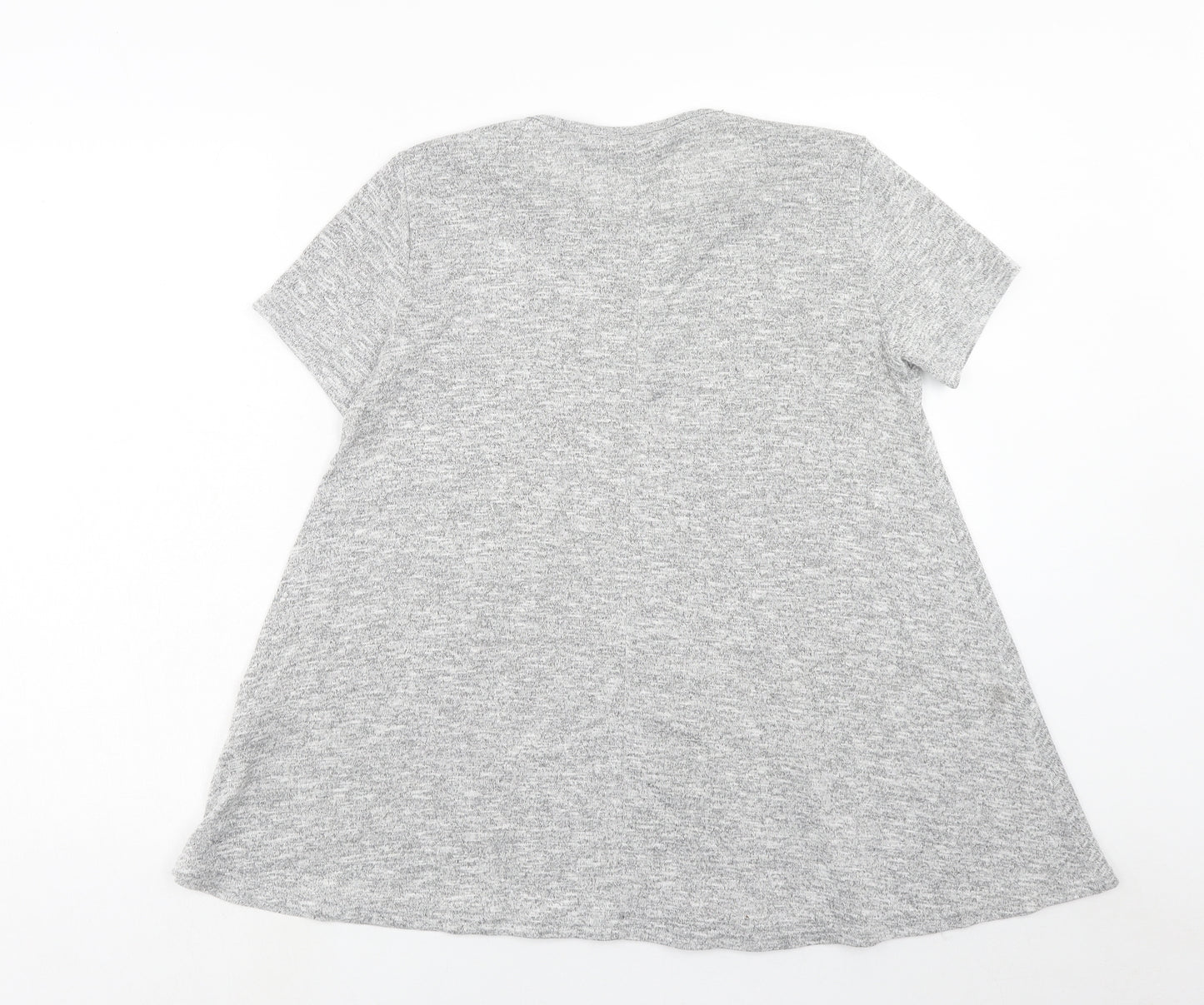 New Look Womens Grey Polyester Tunic T-Shirt Size 6 Round Neck