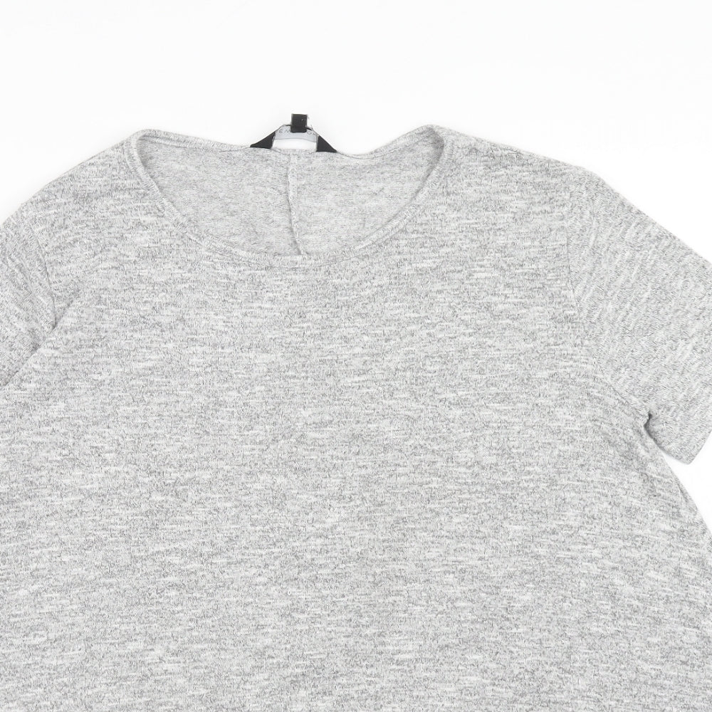 New Look Womens Grey Polyester Tunic T-Shirt Size 6 Round Neck