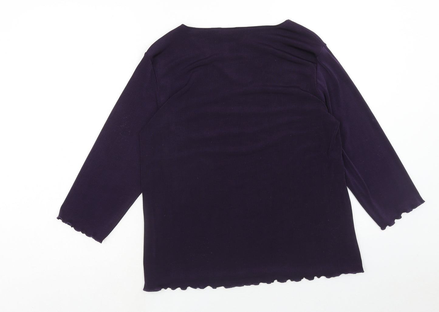 Bonmarché Womens Purple Polyester Basic Blouse Size M V-Neck - Lettuce Hem