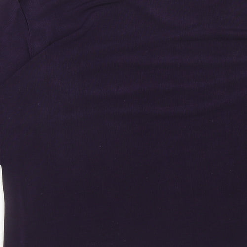 Bonmarché Womens Purple Polyester Basic Blouse Size M V-Neck - Lettuce Hem