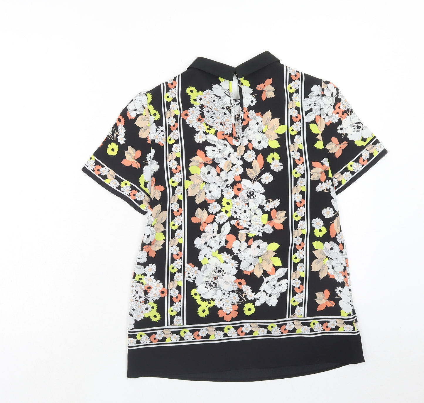 Oasis Womens Multicoloured Floral Polyester Basic T-Shirt Size 8 Collared