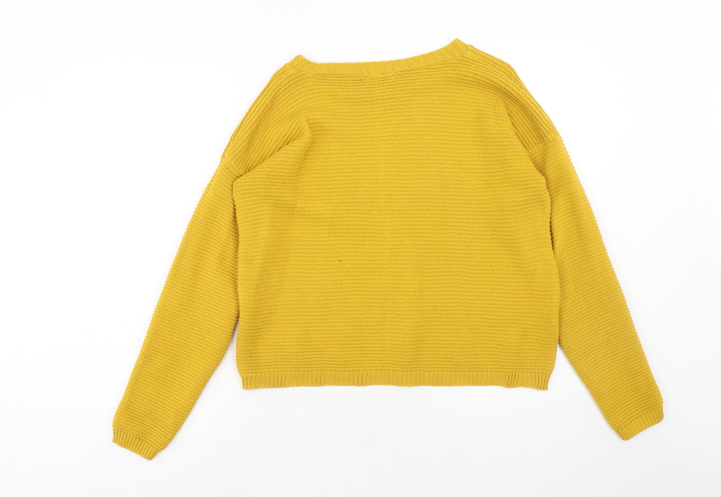 Boohoo Womens Yellow Boat Neck Acrylic Pullover Jumper Size S - Size S-M