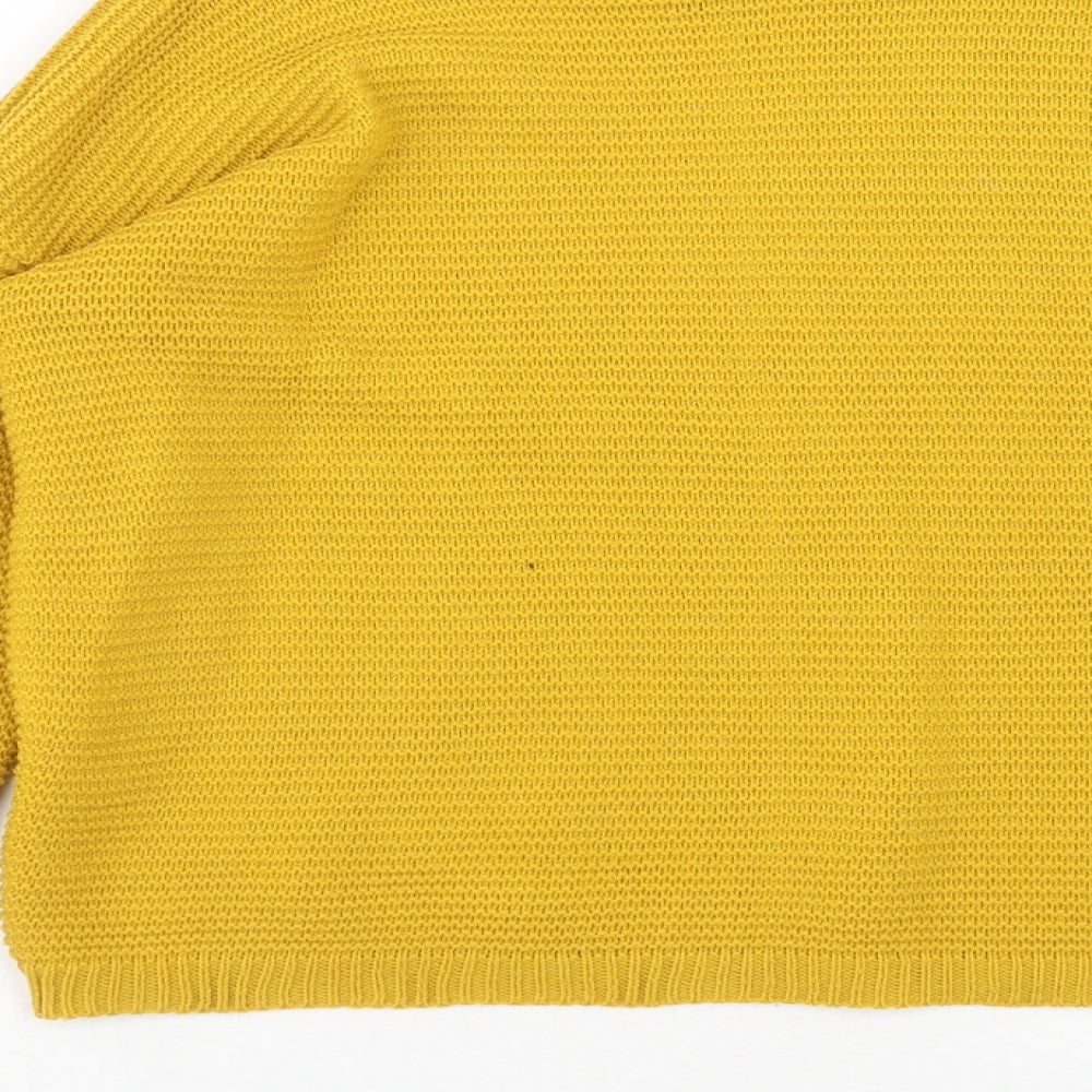 Boohoo Womens Yellow Boat Neck Acrylic Pullover Jumper Size S - Size S-M