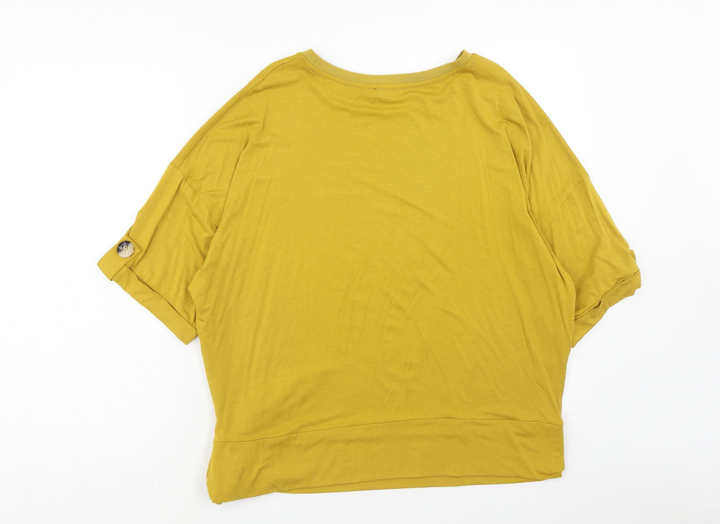 F&F Womens Yellow Viscose Basic T-Shirt Size 12 Round Neck