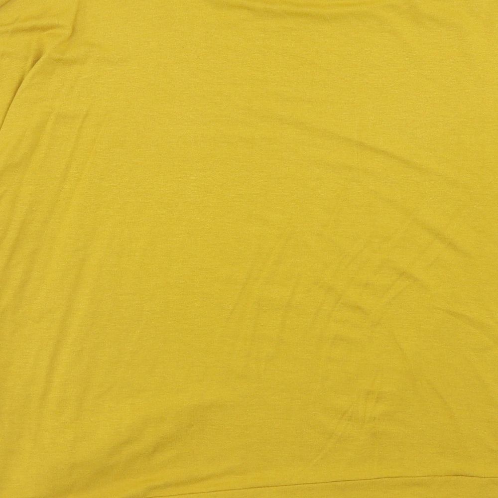 F&F Womens Yellow Viscose Basic T-Shirt Size 12 Round Neck