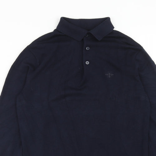 River Island Mens Blue Polyester Polo Size XS Collared Button