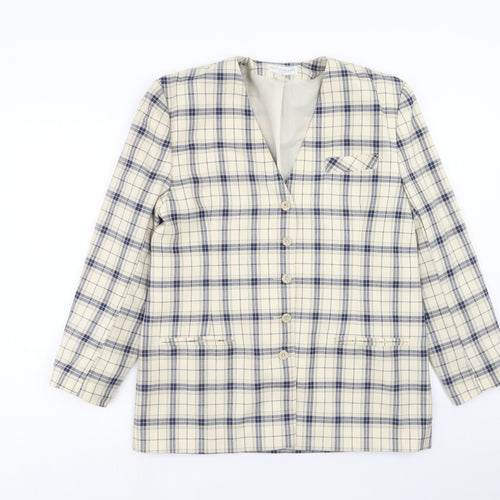 Paul Separates Womens Ivory Plaid Polyester Jacket Blazer Size 16