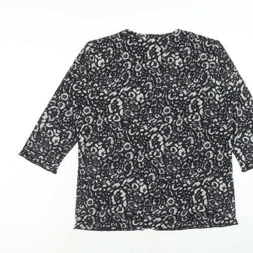 TIGI Womens Black Geometric Polyester Basic T-Shirt Size 14 Round Neck - Size 14-16