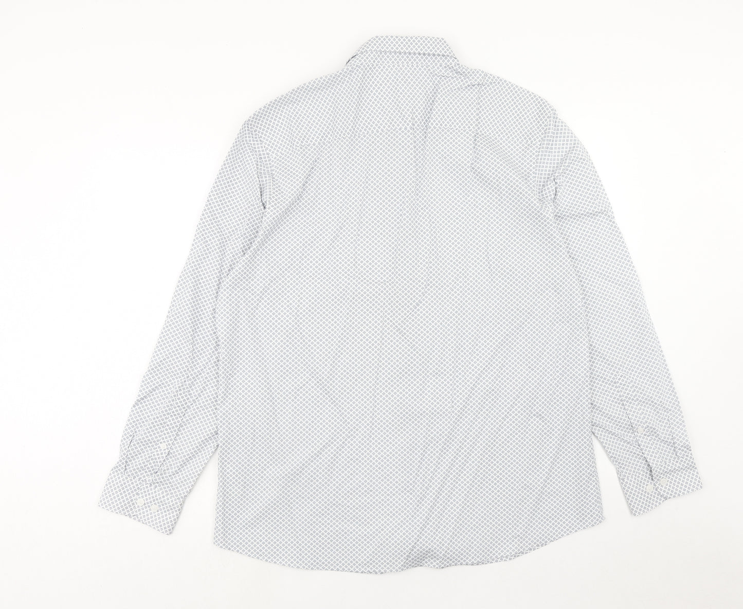 Debenhams Mens Blue Geometric Cotton Button-Up Size XL Collared Button