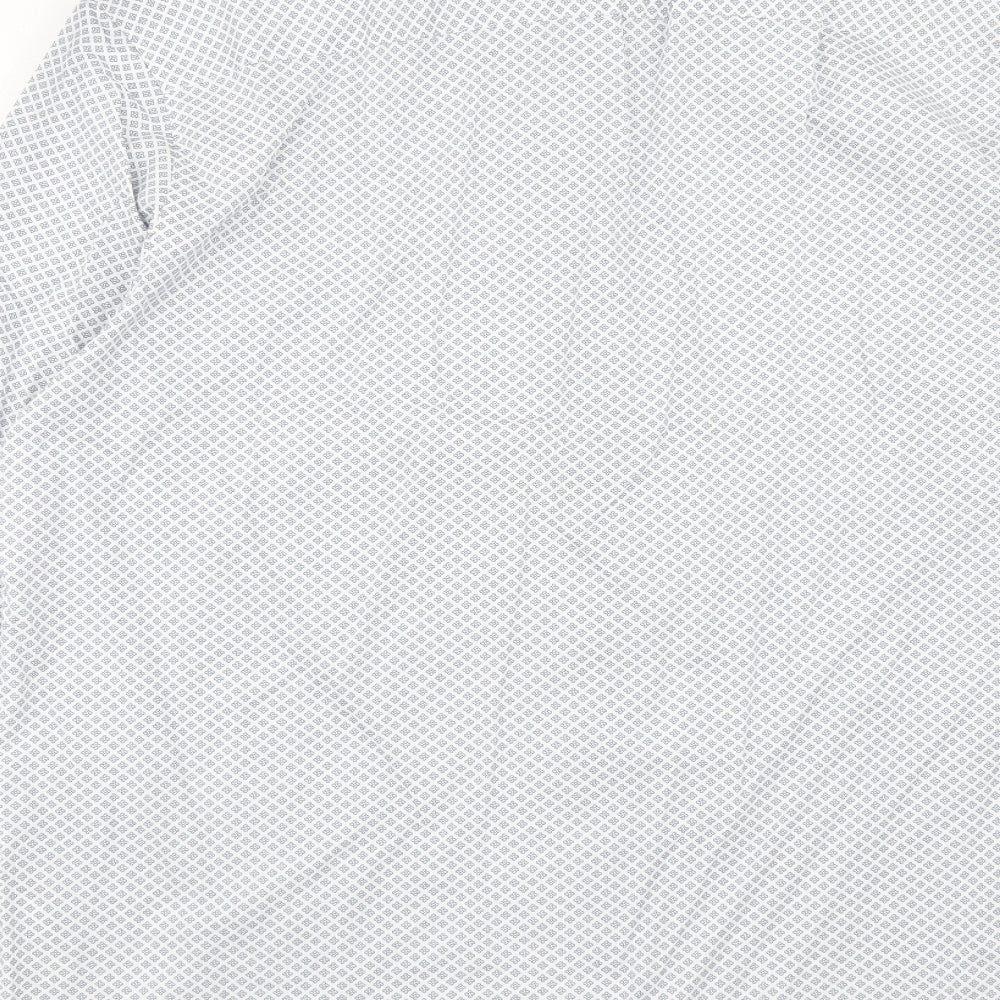 Debenhams Mens Blue Geometric Cotton Button-Up Size XL Collared Button