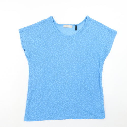 Anthology Womens Blue Geometric Polyester Basic T-Shirt Size 14 Round Neck