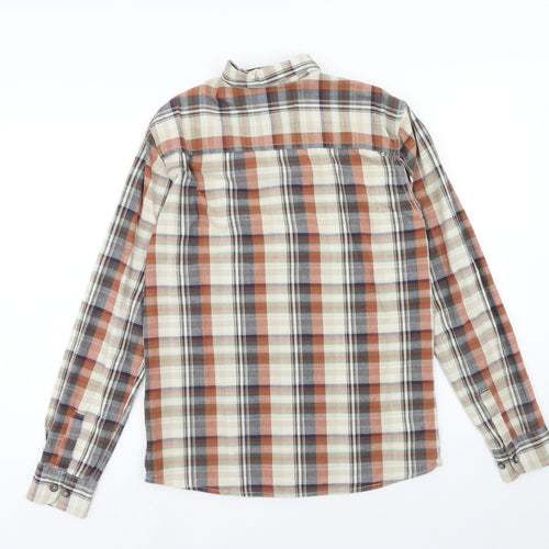 J.Hampton Mens Multicoloured Plaid Cotton Button-Up Size S Collared Button