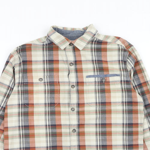 J.Hampton Mens Multicoloured Plaid Cotton Button-Up Size S Collared Button