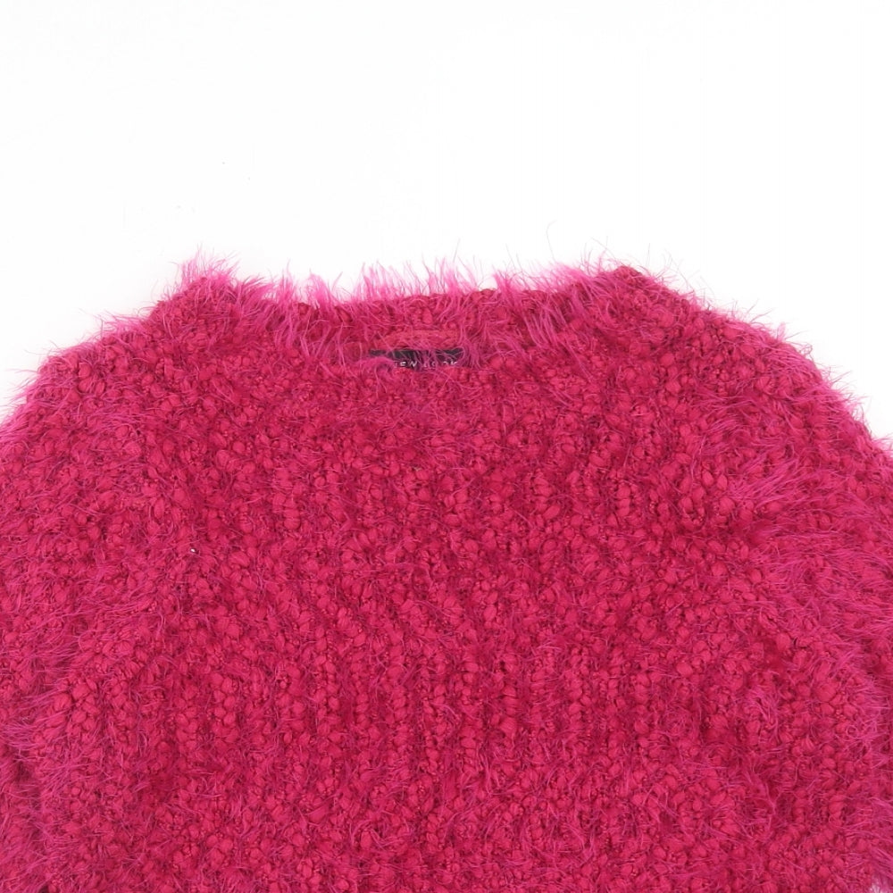 New Look Womens Pink Round Neck Polyester Pullover Jumper Size 10