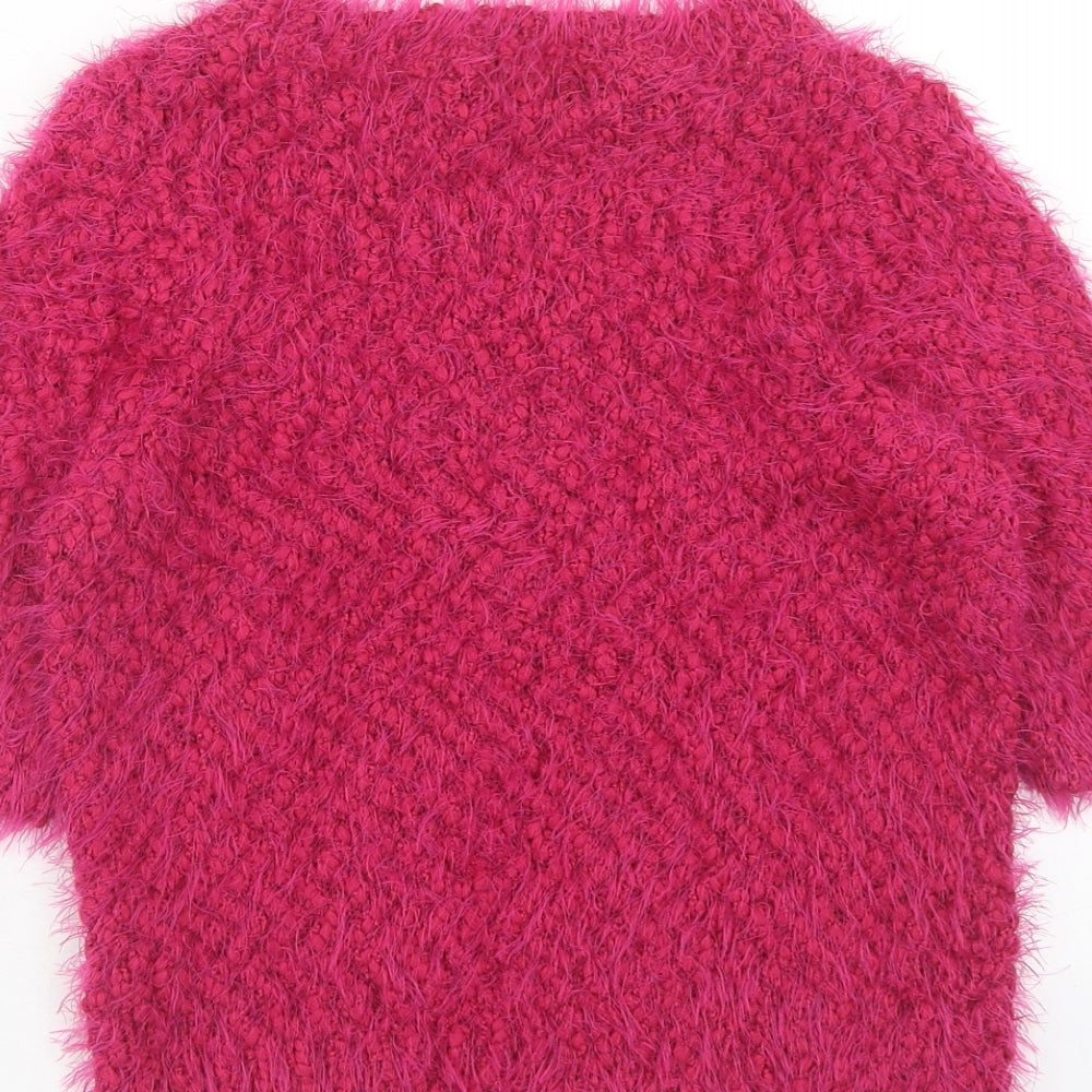 New Look Womens Pink Round Neck Polyester Pullover Jumper Size 10