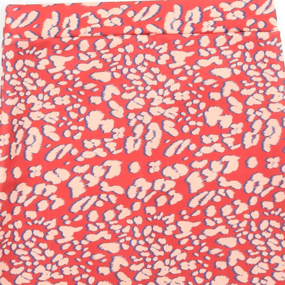 Lost Ink Womens Red Animal Print Polyester Bandage Skirt Size 10 - Leopard Pattern