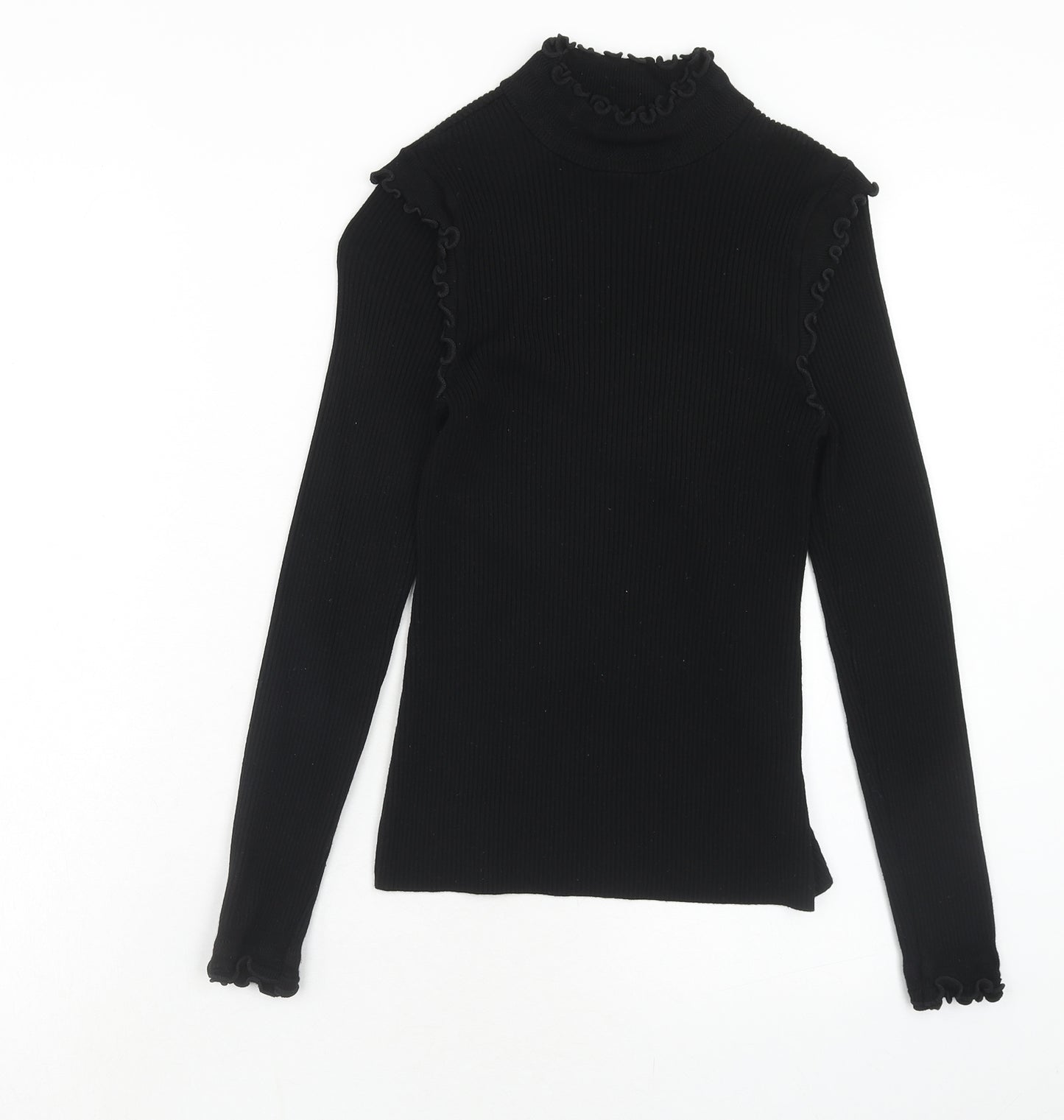 River Island Womens Black High Neck Viscose Pullover Jumper Size 10