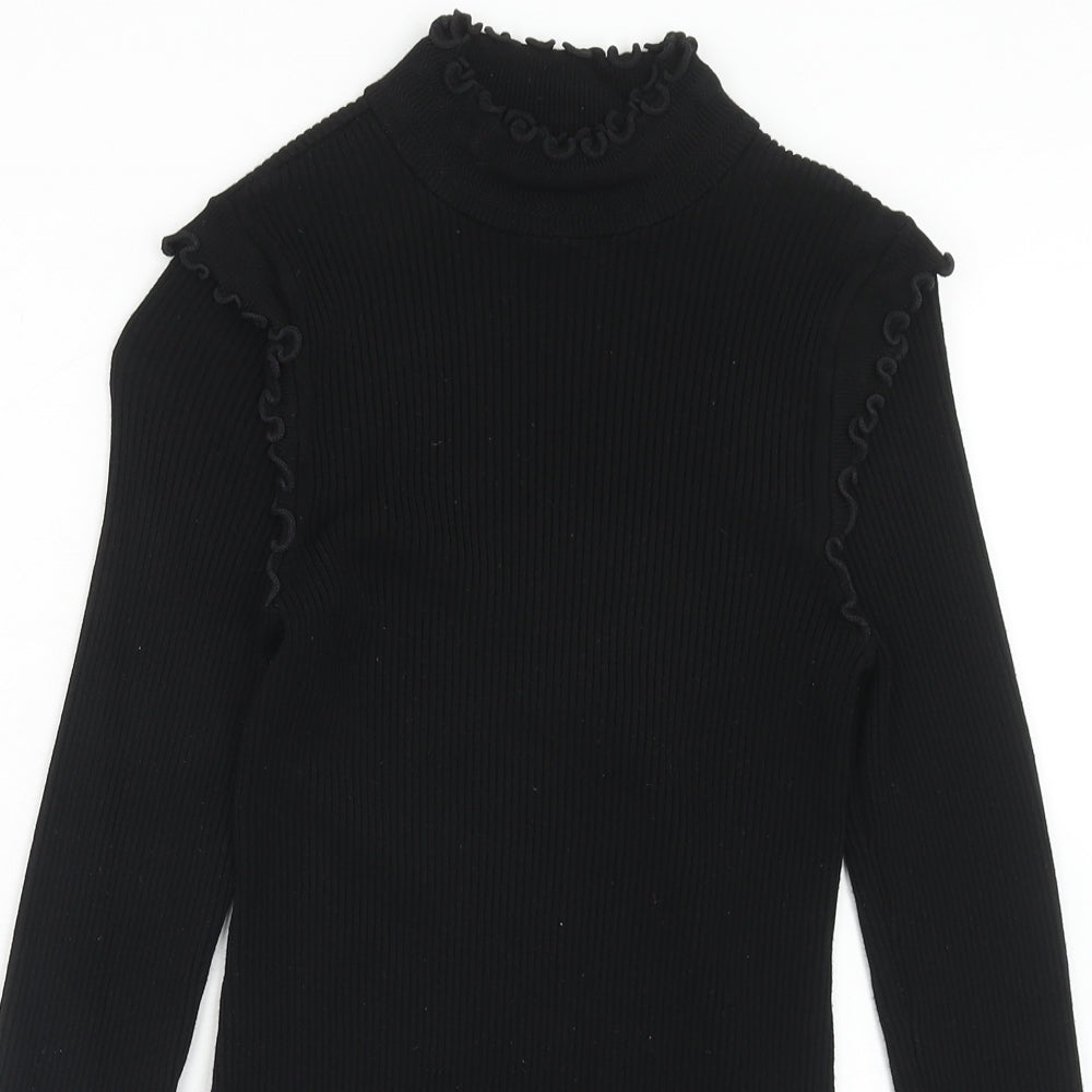 River Island Womens Black High Neck Viscose Pullover Jumper Size 10
