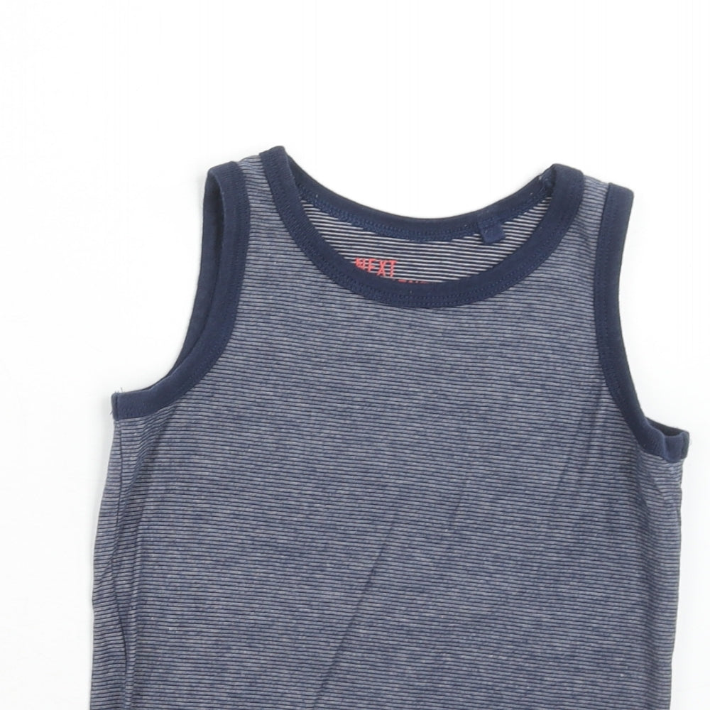 NEXT Boys Blue Striped Cotton Basic Tank Size 5 Years Round Neck Pullover