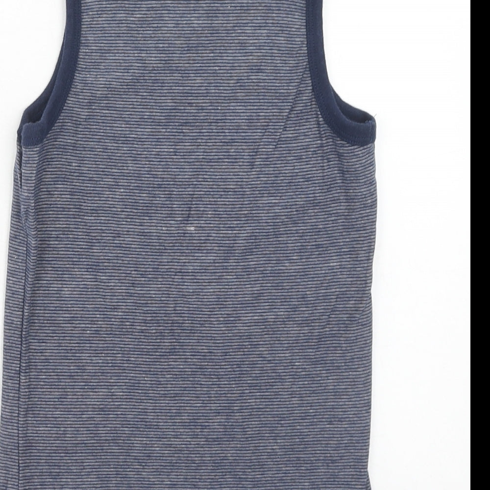 NEXT Boys Blue Striped Cotton Basic Tank Size 5 Years Round Neck Pullover