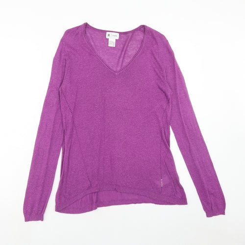 La Redoute Womens Purple V-Neck Viscose Pullover Jumper Size 10